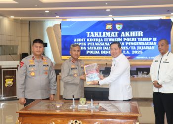 Kapolda Bengkulu Pimpin Taklimat Akhir Aidit Kinerja Itwasum Polri Tahap II Aspek Pelaksanaan dan Pengendalian pada Polda Bengkulu T.A 2025
