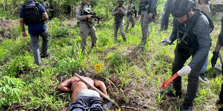 Respon Cepat Penemuan Mayat Pekerja Bangunan di Yahukimo, Satgas Ops Damai Cartenz dan Polres Yahukimo Lakukan Evakuasi