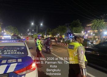 Satlantas Polresta Bengkulu Gelar Patroli Blue Light di Kawasan Blungguk Point