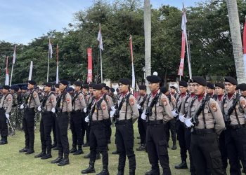 Personel Ditsamapta Polda Bengkulu Laksanakan Gladi Bersih di Balai Semarak Jelang HUT RI ke-80