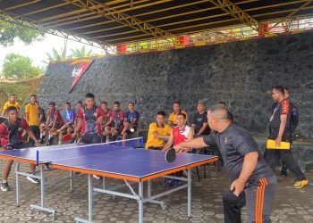 Satbrimob Polda Bengkulu Gelar Pertandingan Tenis Meja Antar Satker dalam Rangka HUT Korps Brimob ke-80