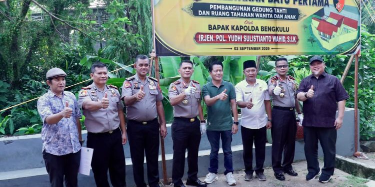 Kapolda Bengkulu Letakkan Batu Pertama Pembangunan Gedung Dittahti Polda Bengkulu Serta Ruang Tahanan Wanita dan Anak
