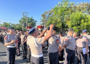 SATBRIMOB POLDA BENGKULU LAKSANAKAN APEL PAGI DAN GAKTIBPLIN PERSONEL