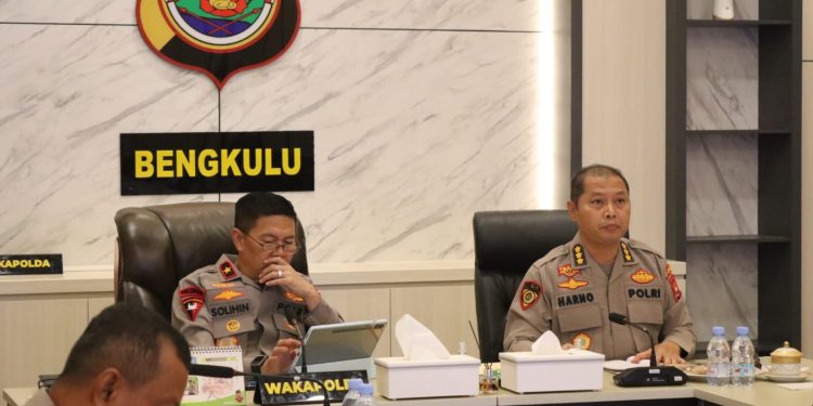 Wakapolda Bengkulu Ikuti Rapat Anev Program Ketahanan Pangan Secara Daring Bersama Pimpinan As SDM Kapolri