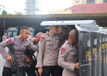 SATBRIMOBDA Polda Bengkulu Gelar Latihan Penindakan Huru Hara (PHH)