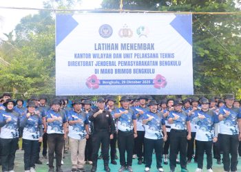 Satbrimob Polda Bengkulu Fasilitasi Latihan Menembak Kanwil dan UPT Ditjen Pemasyarakatan Bengkulu