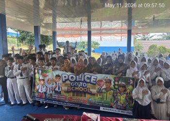Ditlantas Polda Bengkulu Gelar Police Goes to School di SMPN 24, Tanamkan Tertib Lalu Lintas Sejak Dini