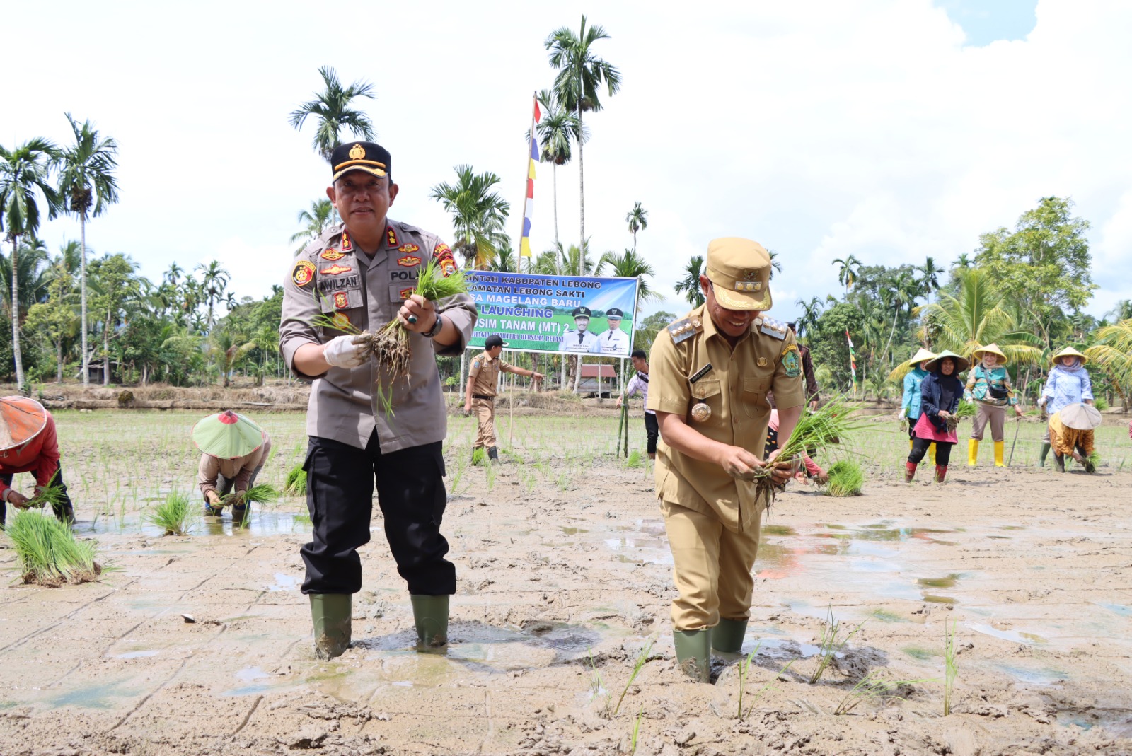 Dukung Ketahanan Pangan, Kapolres dan Bupati Lebong Launching Tanam MT2 di Desa Magelang