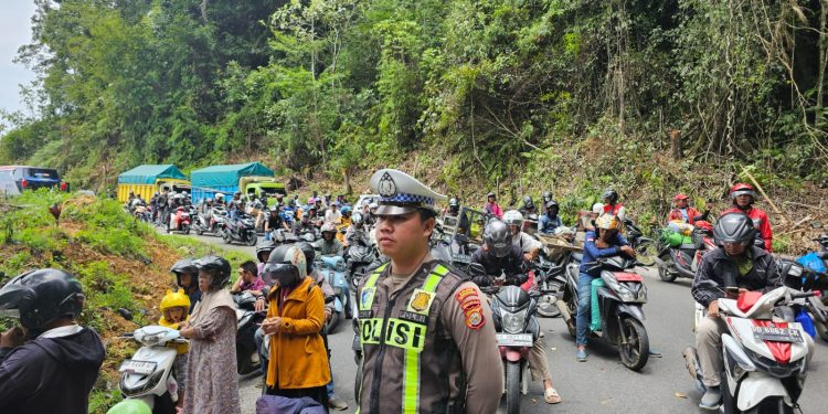 Polantas Sigap Amankan Pemangkasan Pohon di Perbatasan Kepahiang–Bengkulu Tengah