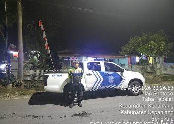 Patroli Blue Light Satlantas Polres Kepahiang, Jaga Kelancaran dan Keamanan Lalu Lintas Malam Hari