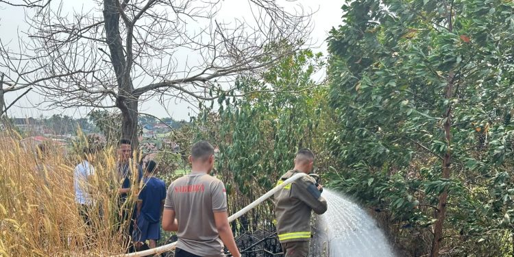 Gerak Cepat Dit Samapta Polda Bengkulu Padamkan Kebakaran Lahan di Sukarami