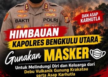 Antisipasi Debu Vulkanik dan Asap Karhutla, Kapolres Bengkulu Utara Imbau Warga Gunakan Masker