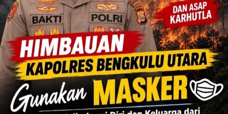 Antisipasi Debu Vulkanik dan Asap Karhutla, Kapolres Bengkulu Utara Imbau Warga Gunakan Masker