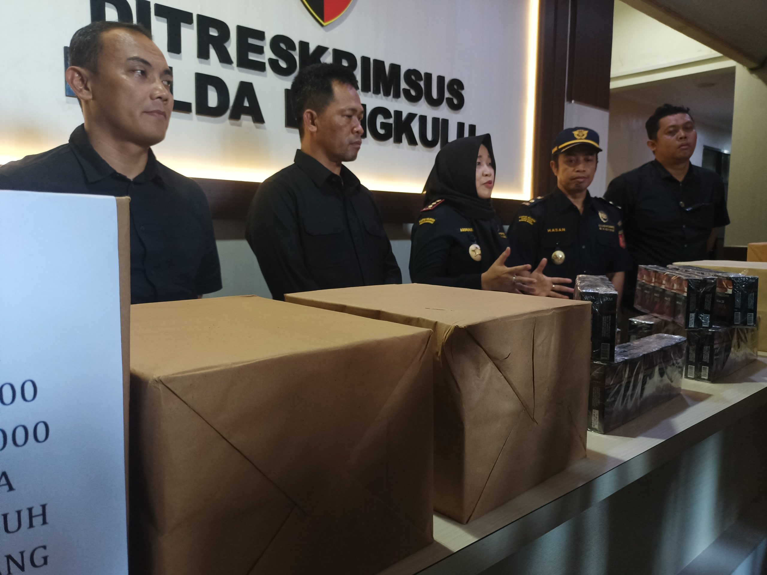 Polda Bengkulu, Amankan 2,3 juta Batang Rokok Non Cukai