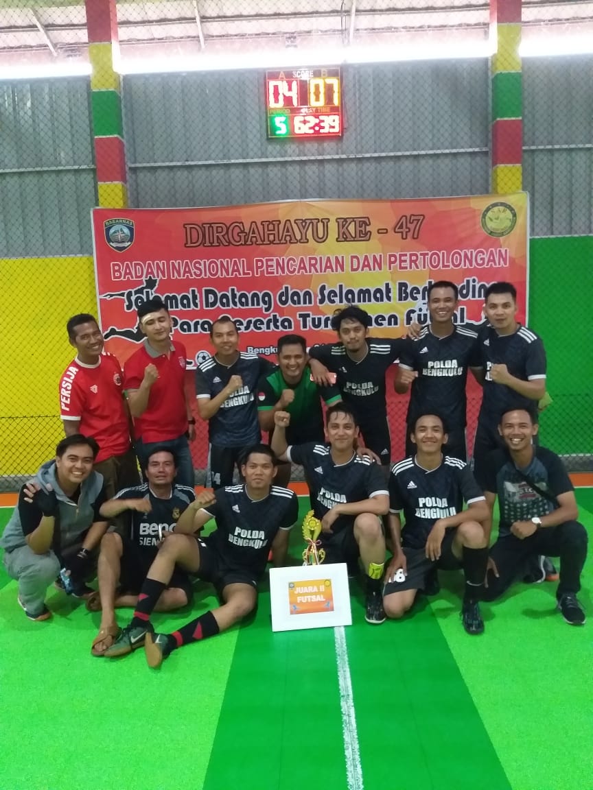 Tim Futsal Polda Bengkulu Runner Up Turnamen Futsal HUT BASARNAS Ke-47