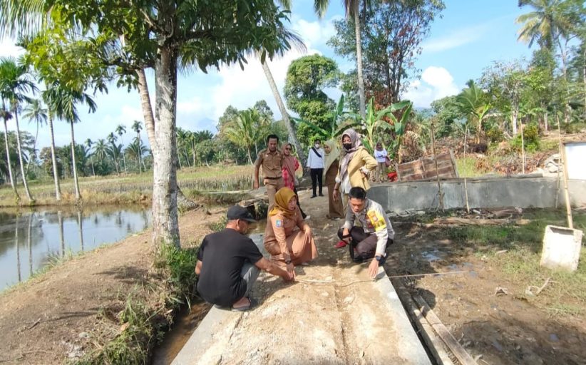 Bersama Pilar Desa, Bhabinkamtibmas Monev Pembangunan Jalan Usaha Tani