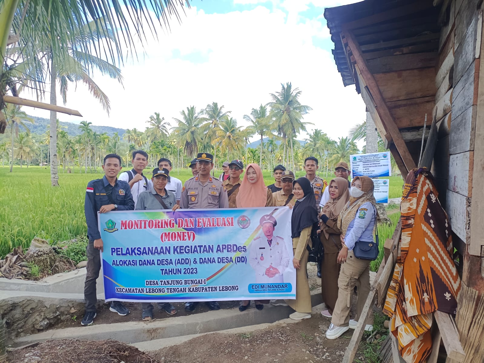 Bhabinkamtibmas Polsek Lebong Tengah Hadiri Monev Pembangunan Irigasi di Desa Tanjung Bunga I