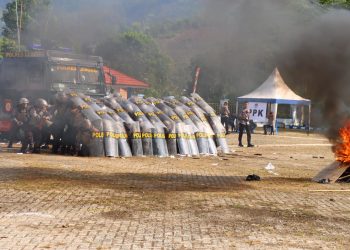Bentuk Kesiapan, Polres Lebong Gelar Simulasi Pengamanan TPS dan Kota