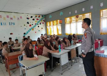 Unit Kamsel Sat Lantas Polres Seluma Laksankan Imbauan Tertib Lalulintas di SMKN 1 Seluma