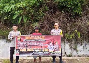 Cegah Karhutla, Personel Polsek Lebong Utara Sosialisasi di Desa Tambang Saweak dan Desa Sungai Lisai