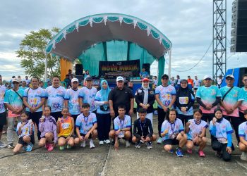 Kapolres Mukomuko Bersama Ketua Bhayangkari Hadiri dan Ikuti Fun Run 5K KONI Mukomuko serta Penebaran Benih Ikan di Danau Nibung