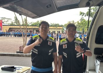 Biddokkes Polda Bengkulu Laksanakan Keslap Saat Olahraga Jalan Sehat Personel